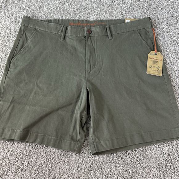 Weatherproof Vintage Shorts Mens 40 Green Flat Front Lightweight Chino NWT - Picture 1 of 10